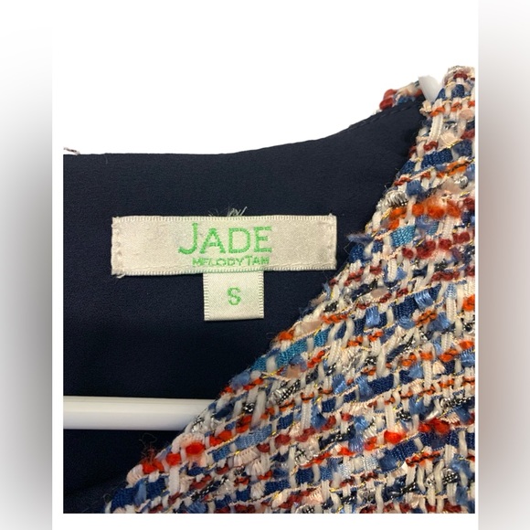 Jade Melody Tam Women Multi Color Tweed Peplum Blouse Sz S Career Date night - Picture 4 of 7